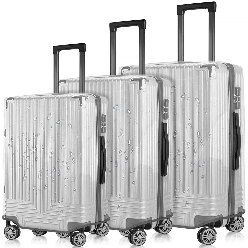 Clear Waterproof PVC Luggage Cover with Hook & Loop Closure