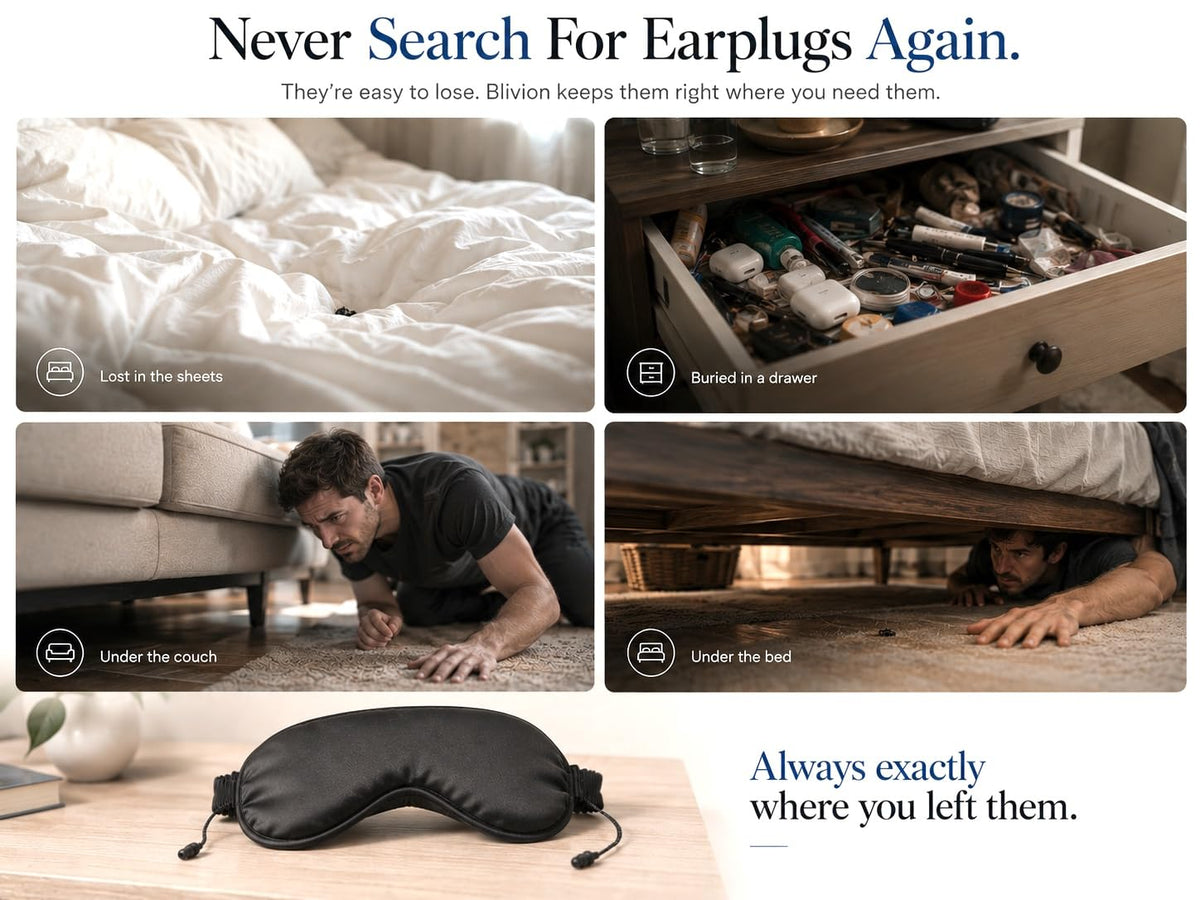 Light Blocking Sleep Mask with Ear Plugs for Travel & Side Sleepers