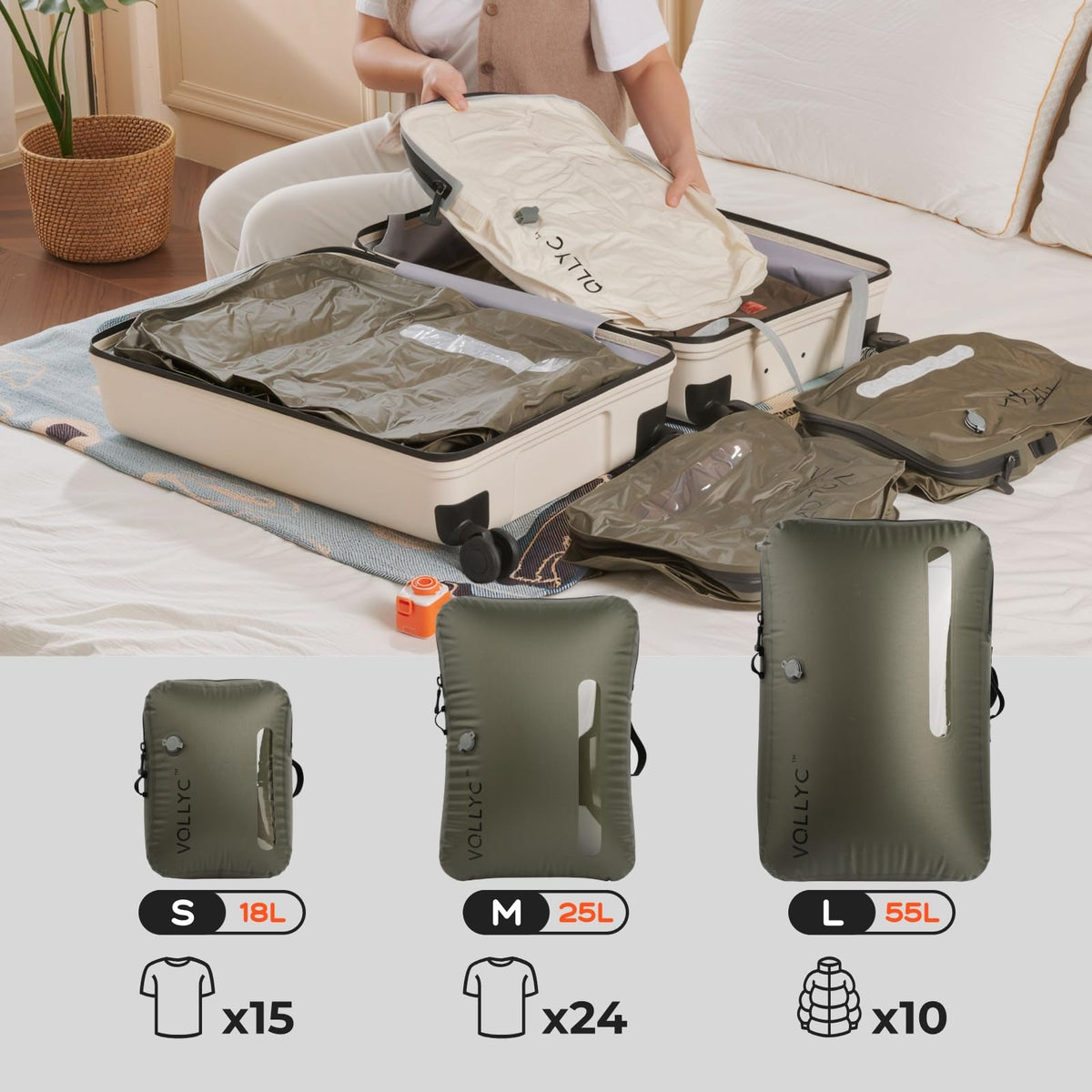 4-in-1 Waterproof Vacuum Travel Bags with Wireless Pump