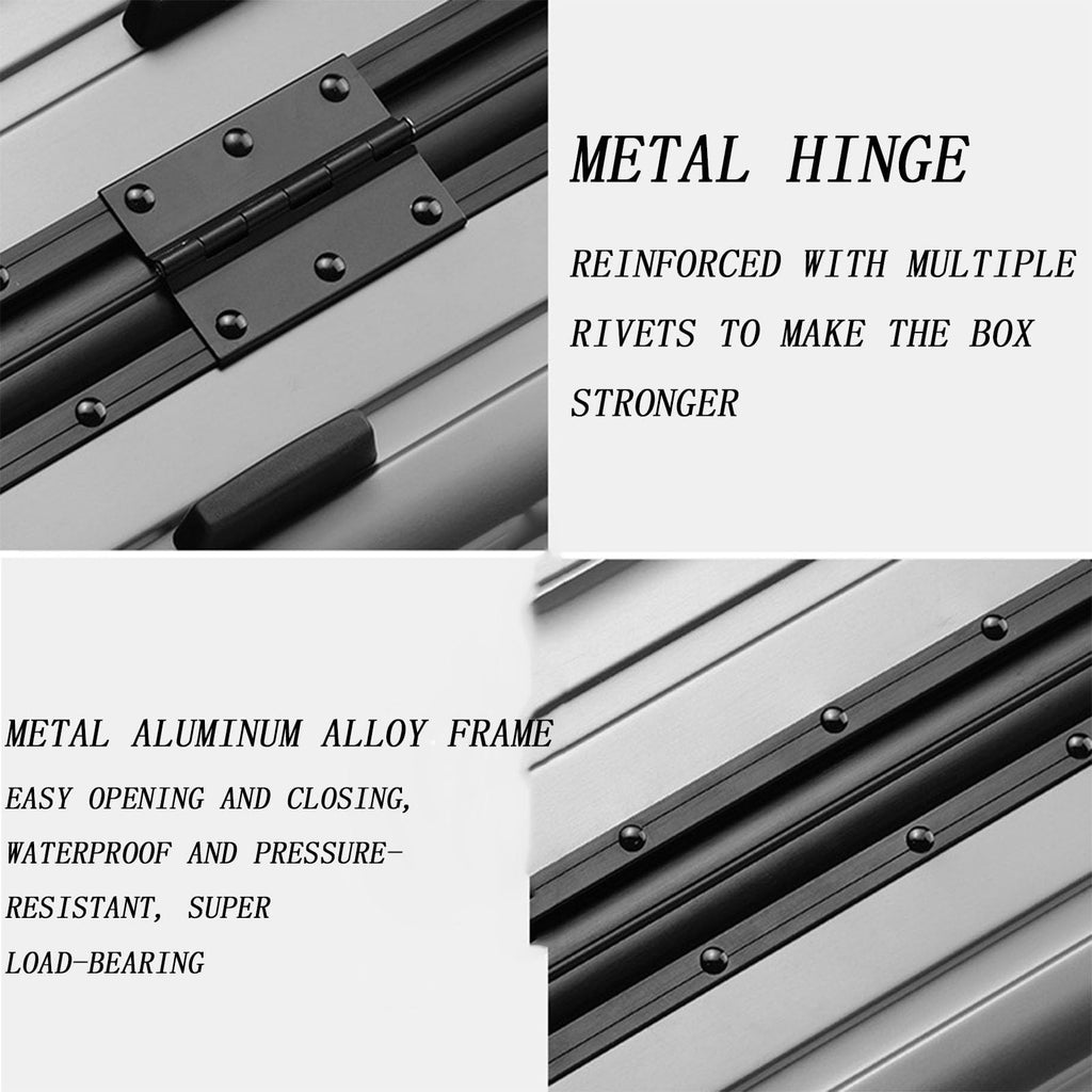 28-Inch Aluminum-Magnesium Alloy Suitcase with Spinner Wheels – Metallic Silver