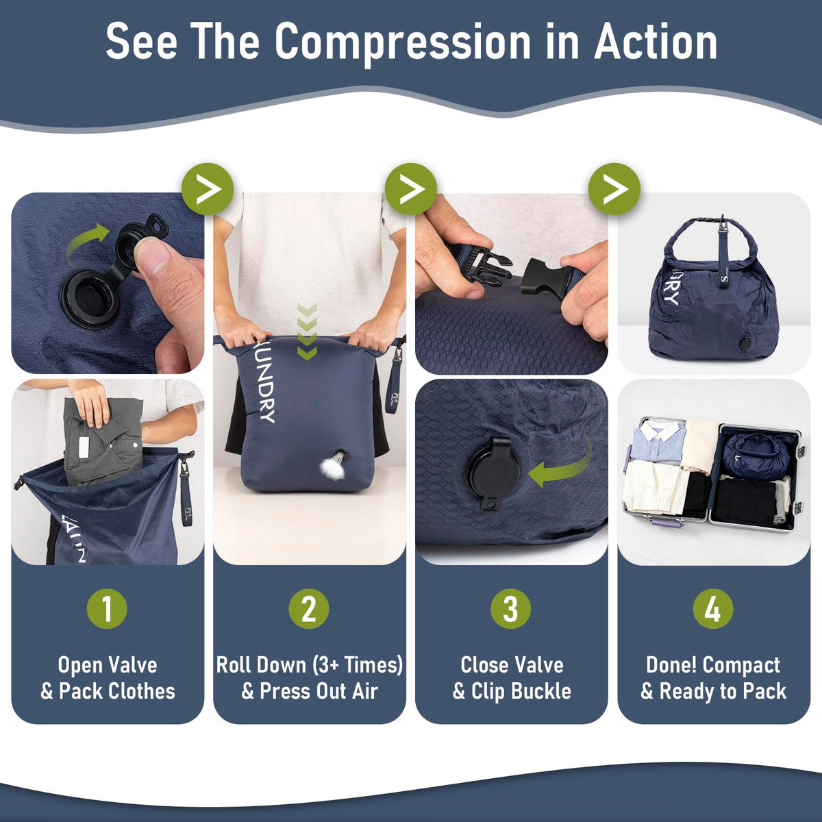 2-Pack Waterproof Compression Laundry Bags