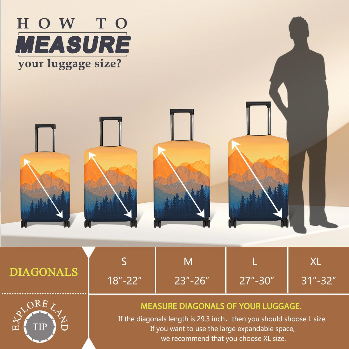 Travel Luggage Cover, Suitcase Protector for 18–32 Inch Cases
