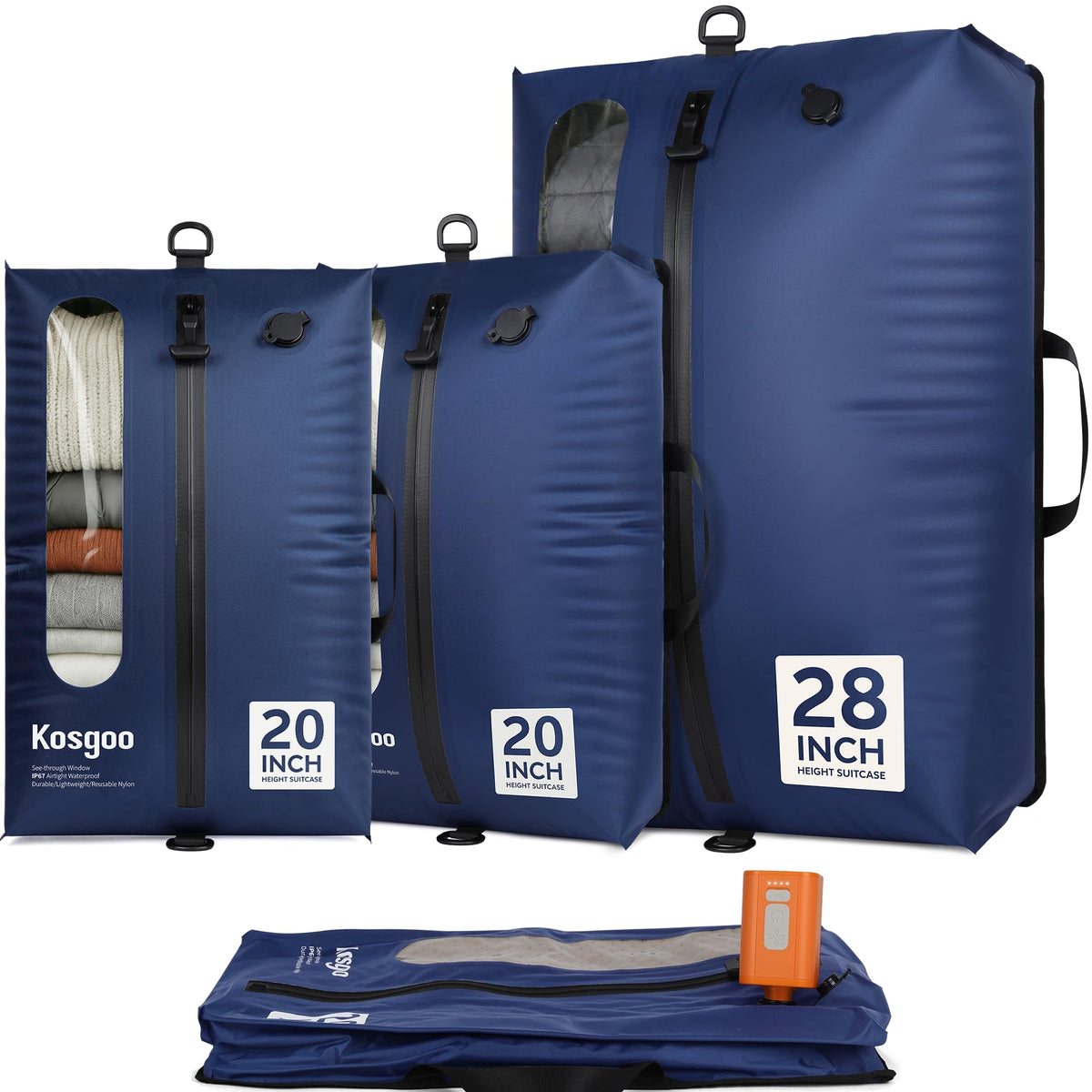 ```text Reusable Waterproof Vacuum Travel Bags with Pump ```