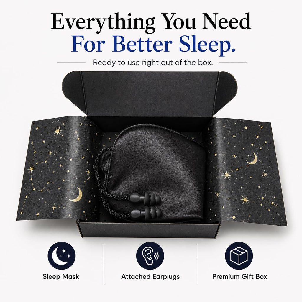 Light Blocking Sleep Mask with Ear Plugs for Travel & Side Sleepers