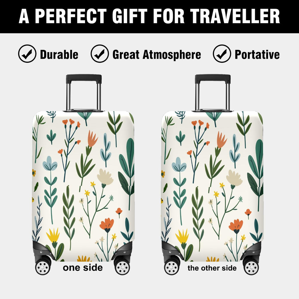 Garden Plant Print Luggage Cover, Washable Suitcase Protector for 30–32 Inch Luggage
