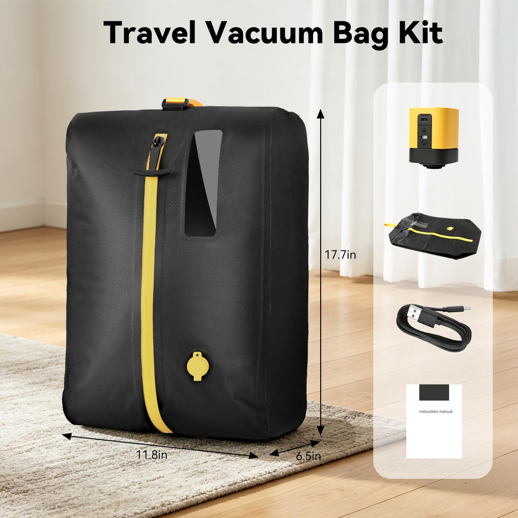 Reusable Vacuum Compression Travel Bags with Rechargeable Pump