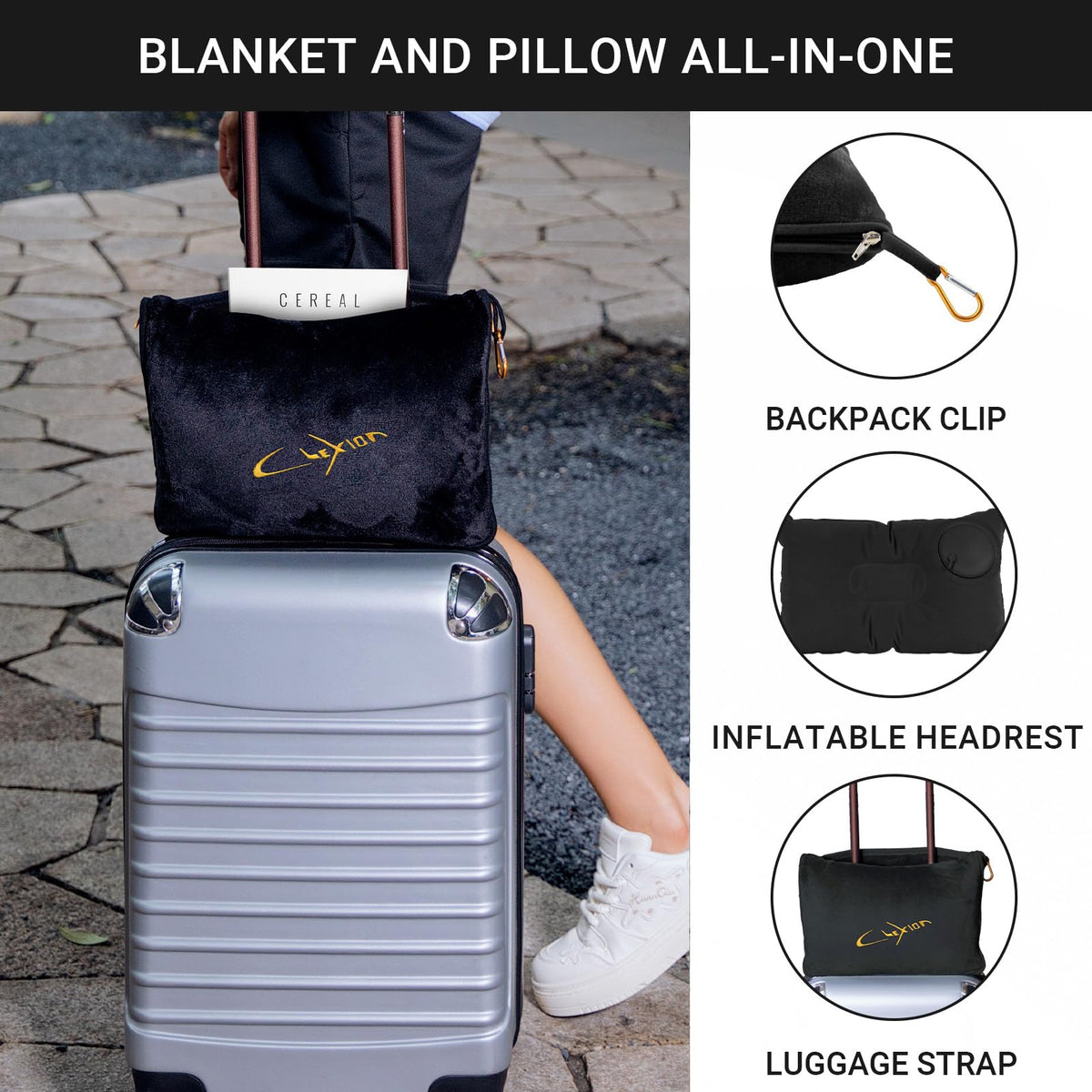 CLEXION Travel Pillow and Blanket Set