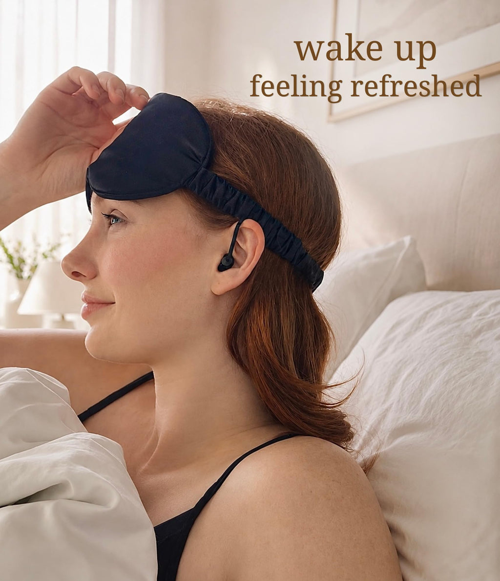 Light Blocking Sleep Mask with Ear Plugs for Travel & Side Sleepers
