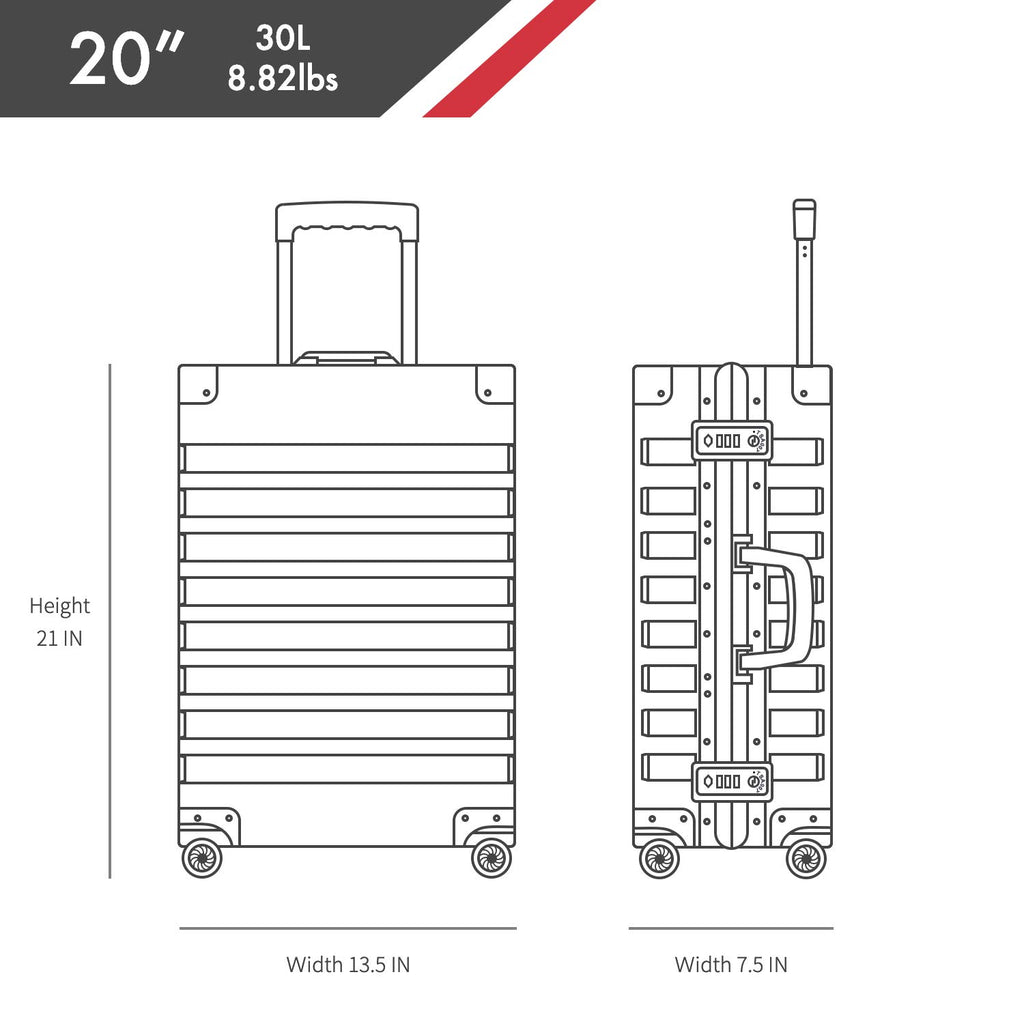 text All-Aluminum Hardshell Spinner Suitcase – 20–28 Inches