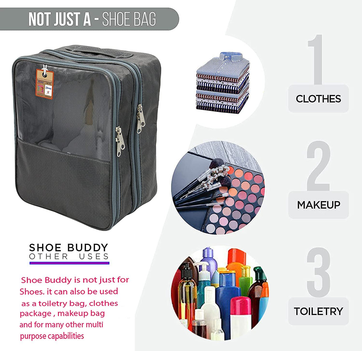 Fabric Travel Shoe Storage Bag – Grey