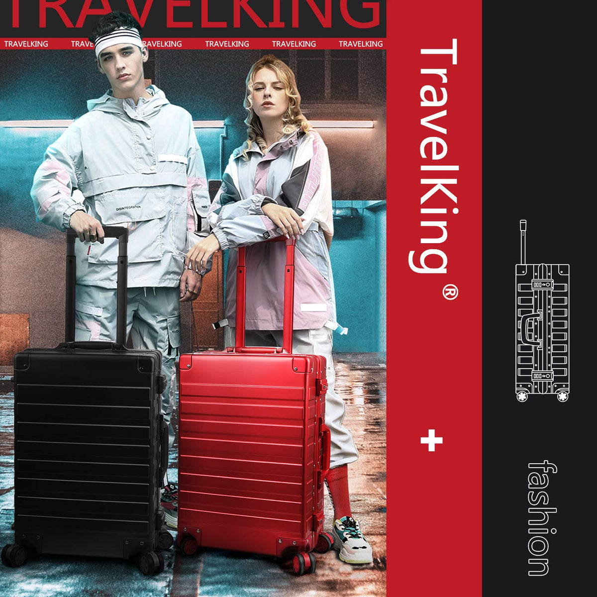 text All-Aluminum Hardshell Spinner Suitcase – 20–28 Inches
