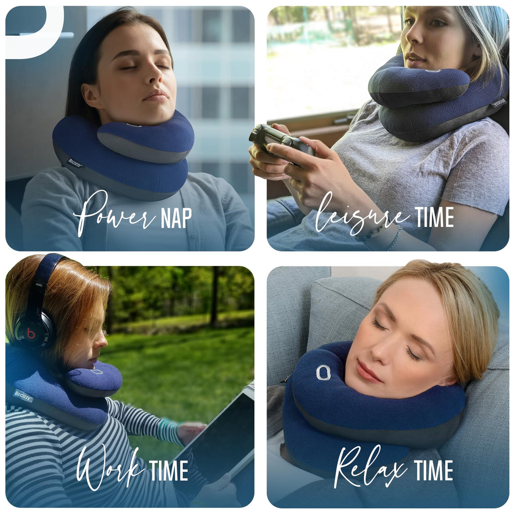 Adjustable Travel Neck Pillow with Head, Neck & Chin Support, Washable, Large