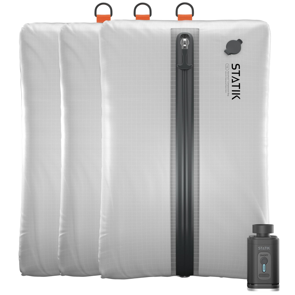 3-Piece Vacuum Compression Travel Bag Set with Rechargeable Pump