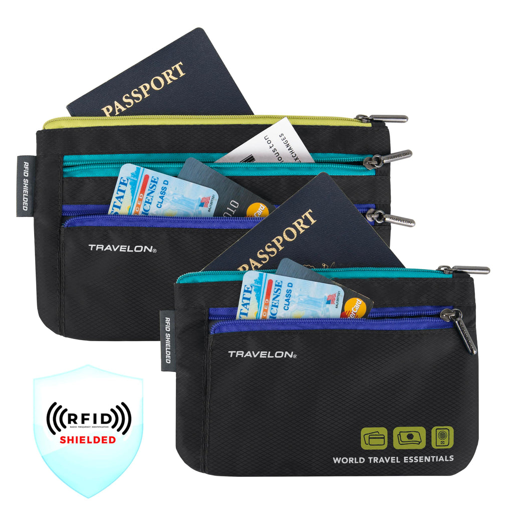 Travelon World Travel Essentials Set of 2 Currency and Passport Organizers