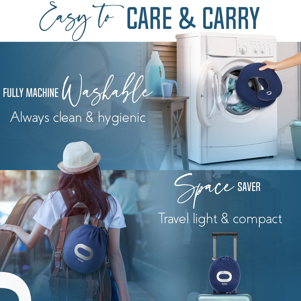 Adjustable Travel Neck Pillow with Head, Neck & Chin Support, Washable, Large