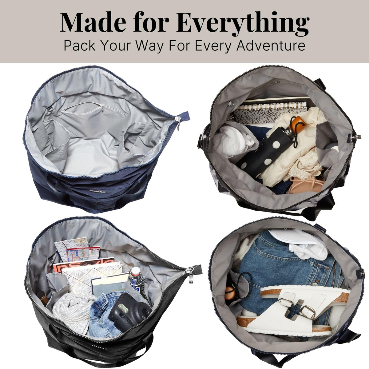 Lightweight Nylon Carryall Tote with Luggage Sleeve