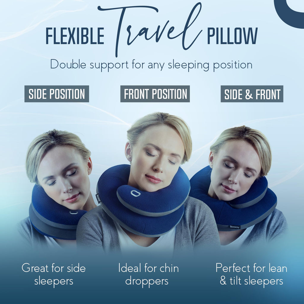 Adjustable Travel Neck Pillow with Head, Neck & Chin Support, Washable, Large