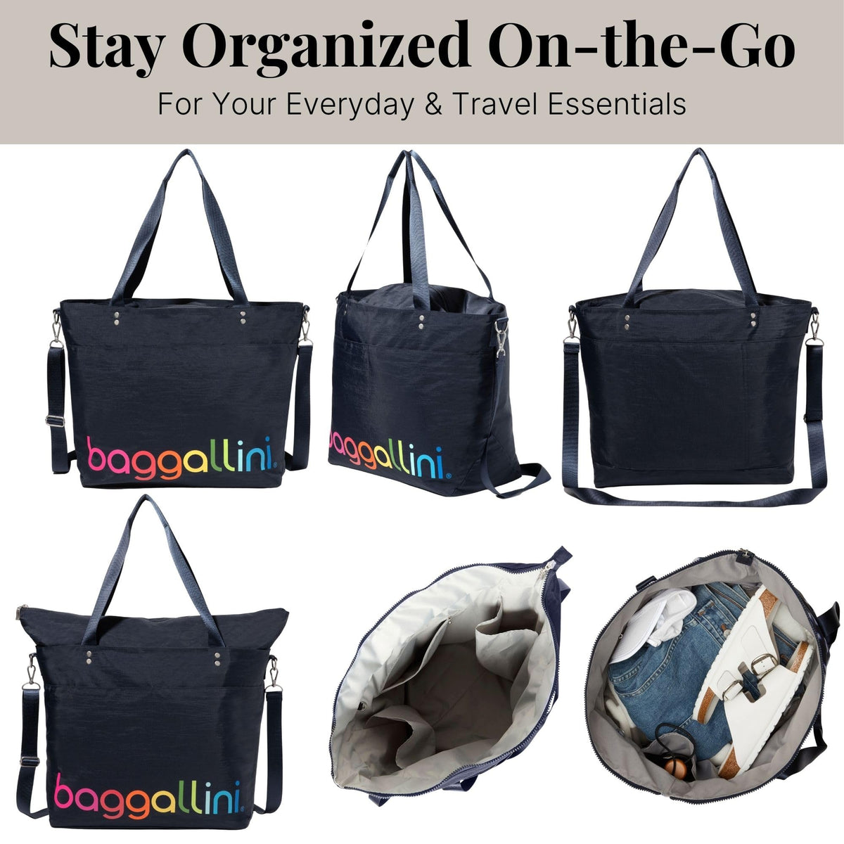 Lightweight Nylon Carryall Tote with Luggage Sleeve