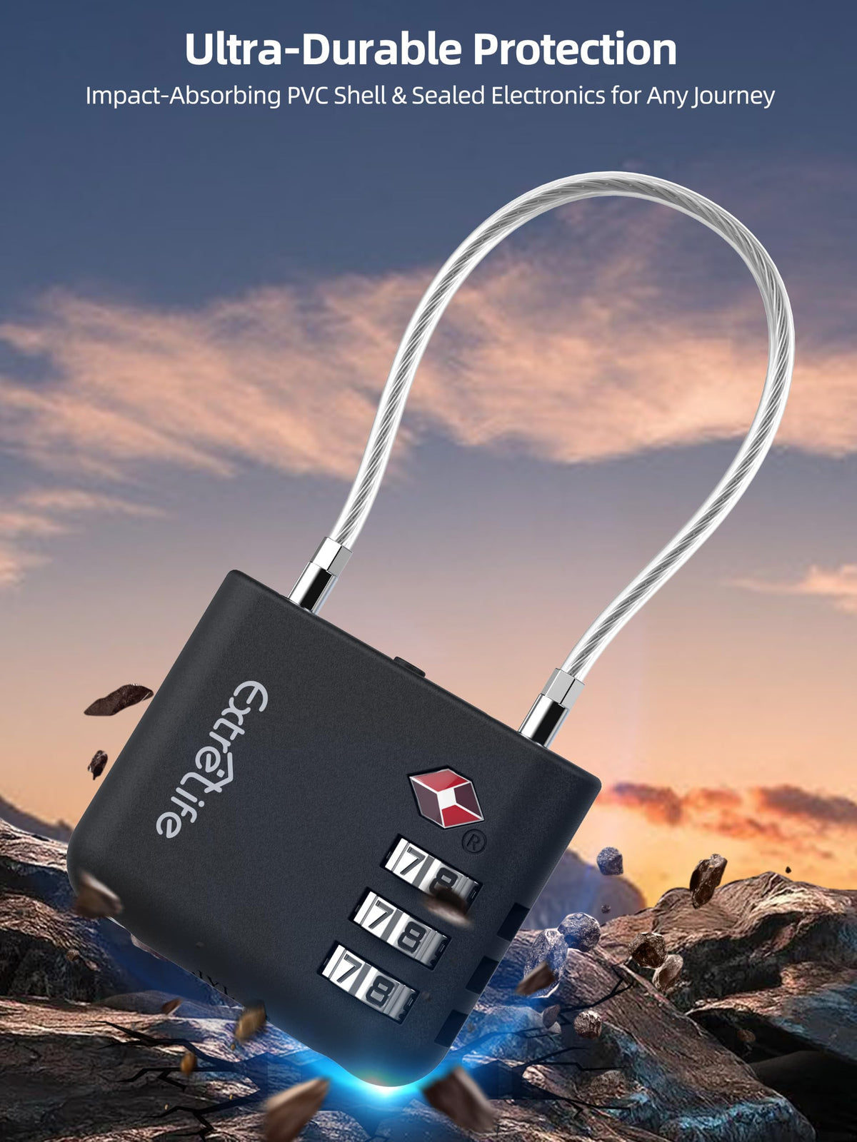 TSA Approved Luggage Lock, with Apple Find My & Google Find Hub, Anti-Loss