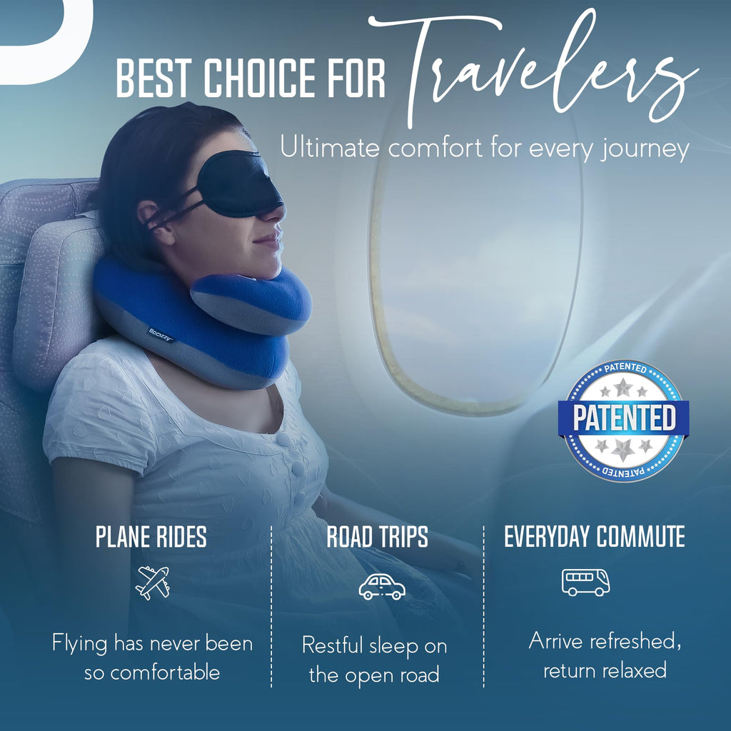 Adjustable Travel Neck Pillow with Head, Neck & Chin Support, Washable, Large
