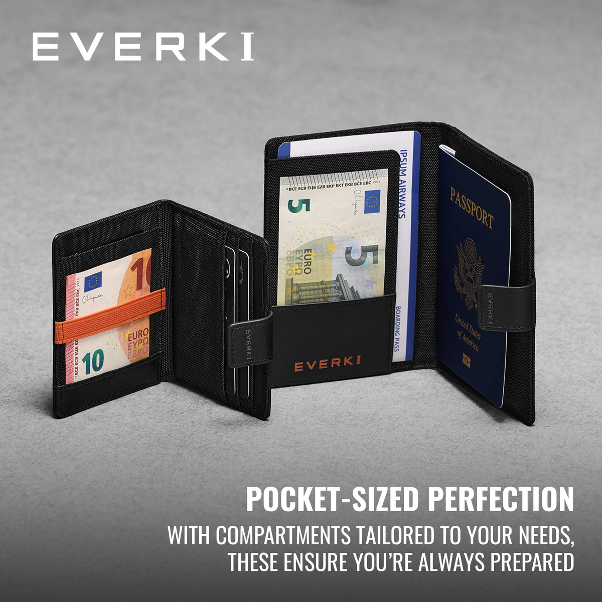 RFID Passport Wallet with 6–8 Card Slots – Black