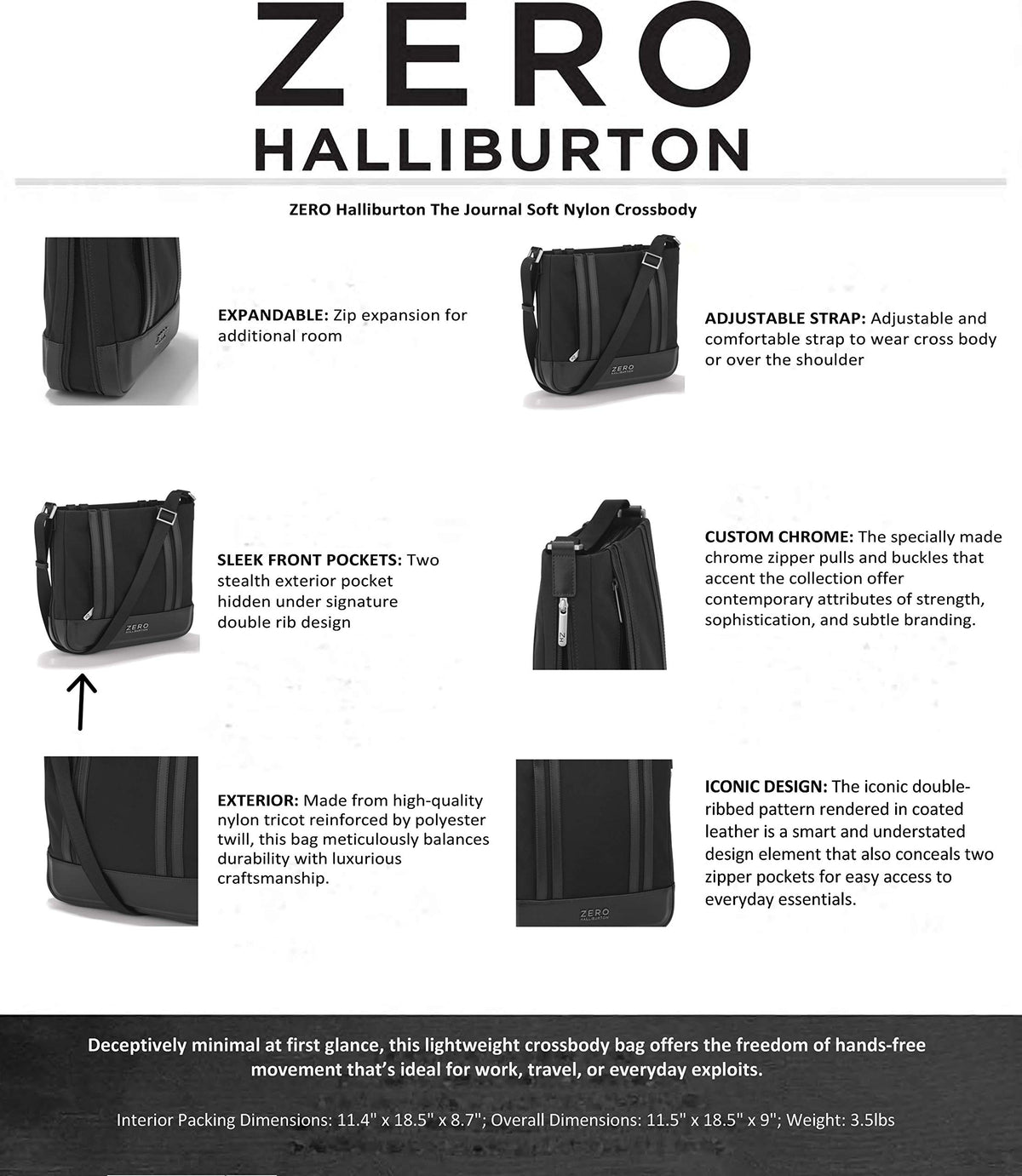 ZERO Halliburton The Journal Soft Nylon Travel Bag