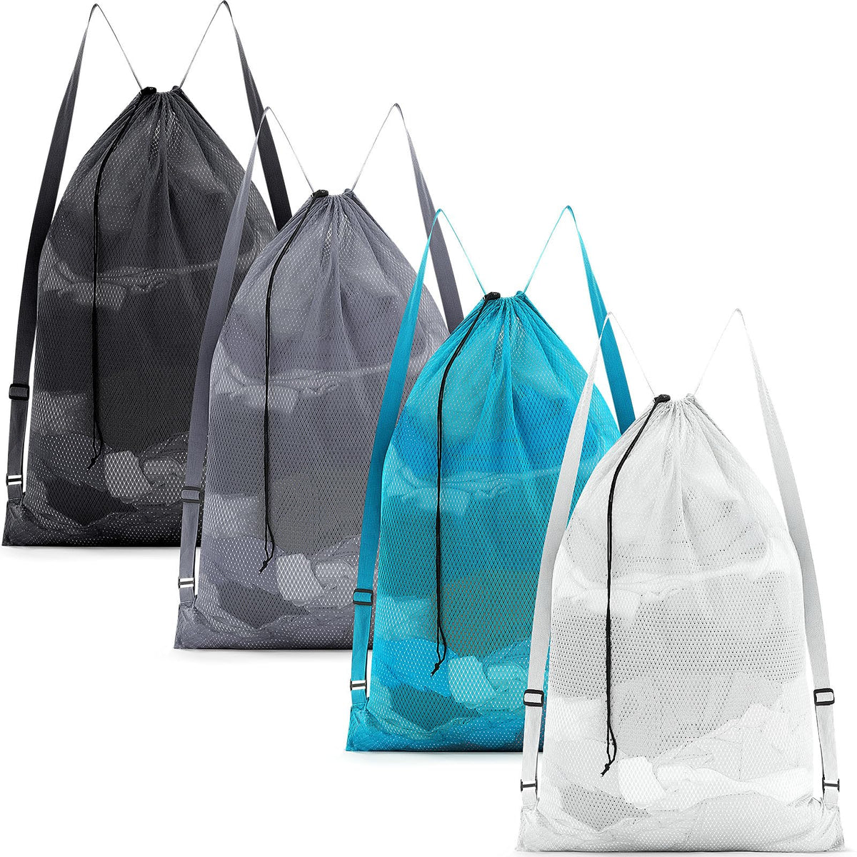 4-Pack Large Mesh Drawstring Laundry Bags – 24 × 36 Inches