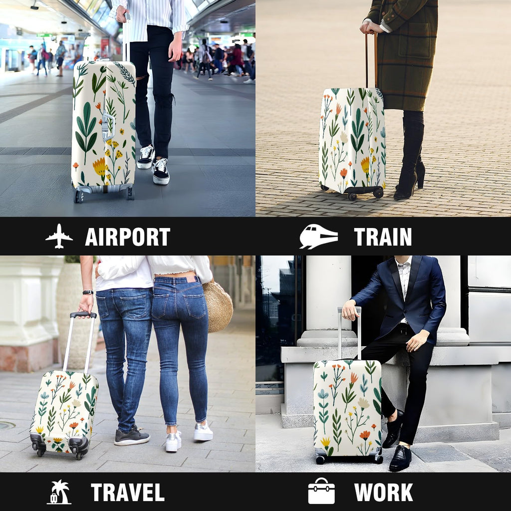 Garden Plant Print Luggage Cover, Washable Suitcase Protector for 30–32 Inch Luggage
