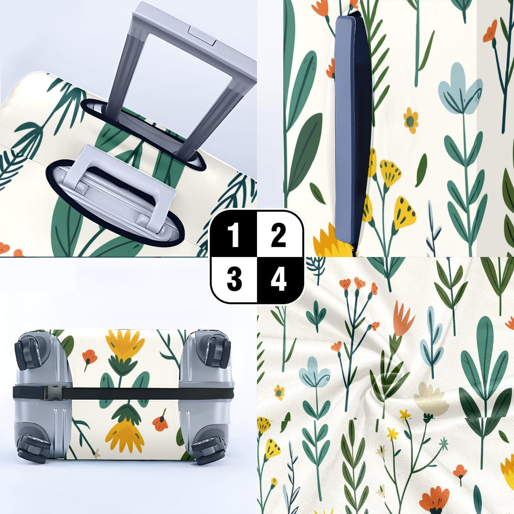 Garden Plant Print Luggage Cover, Washable Suitcase Protector for 30–32 Inch Luggage