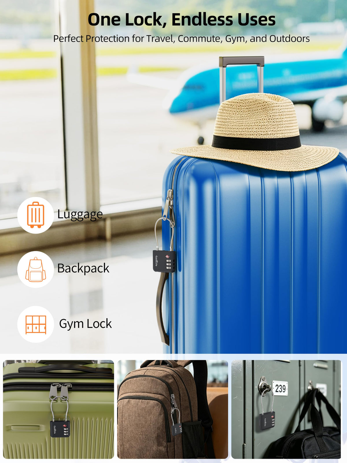 TSA Approved Luggage Lock, with Apple Find My & Google Find Hub, Anti-Loss