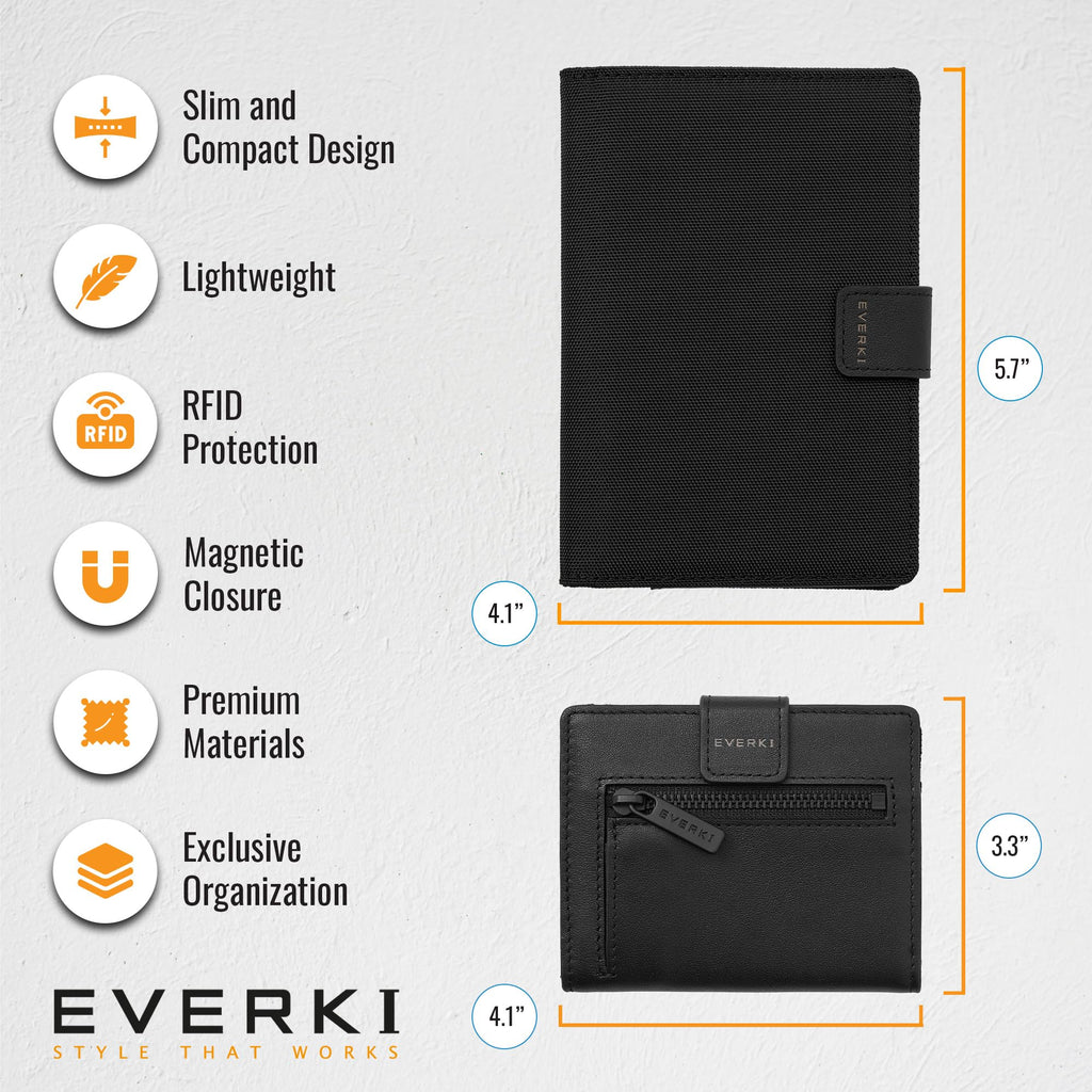 RFID Passport Wallet with 6–8 Card Slots – Black
