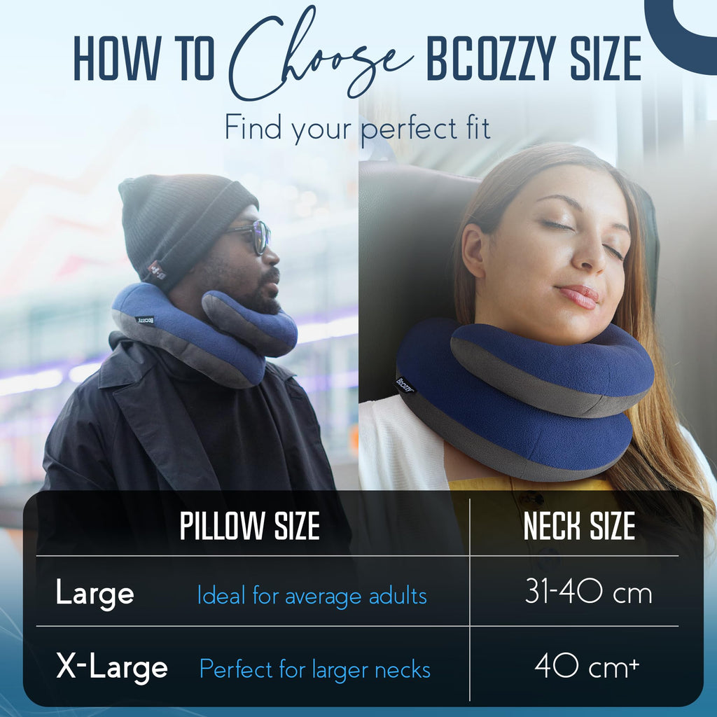 Adjustable Travel Neck Pillow with Head, Neck & Chin Support, Washable, Large