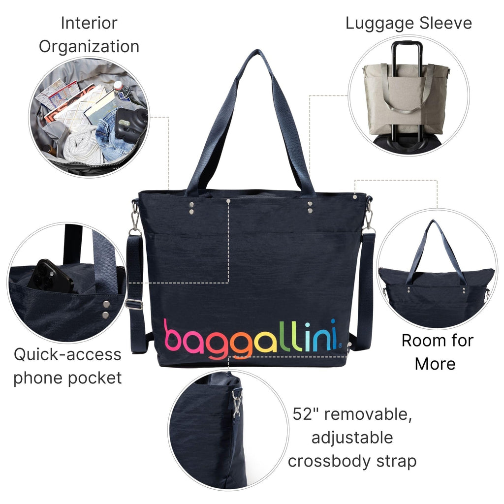 Lightweight Nylon Carryall Tote with Luggage Sleeve