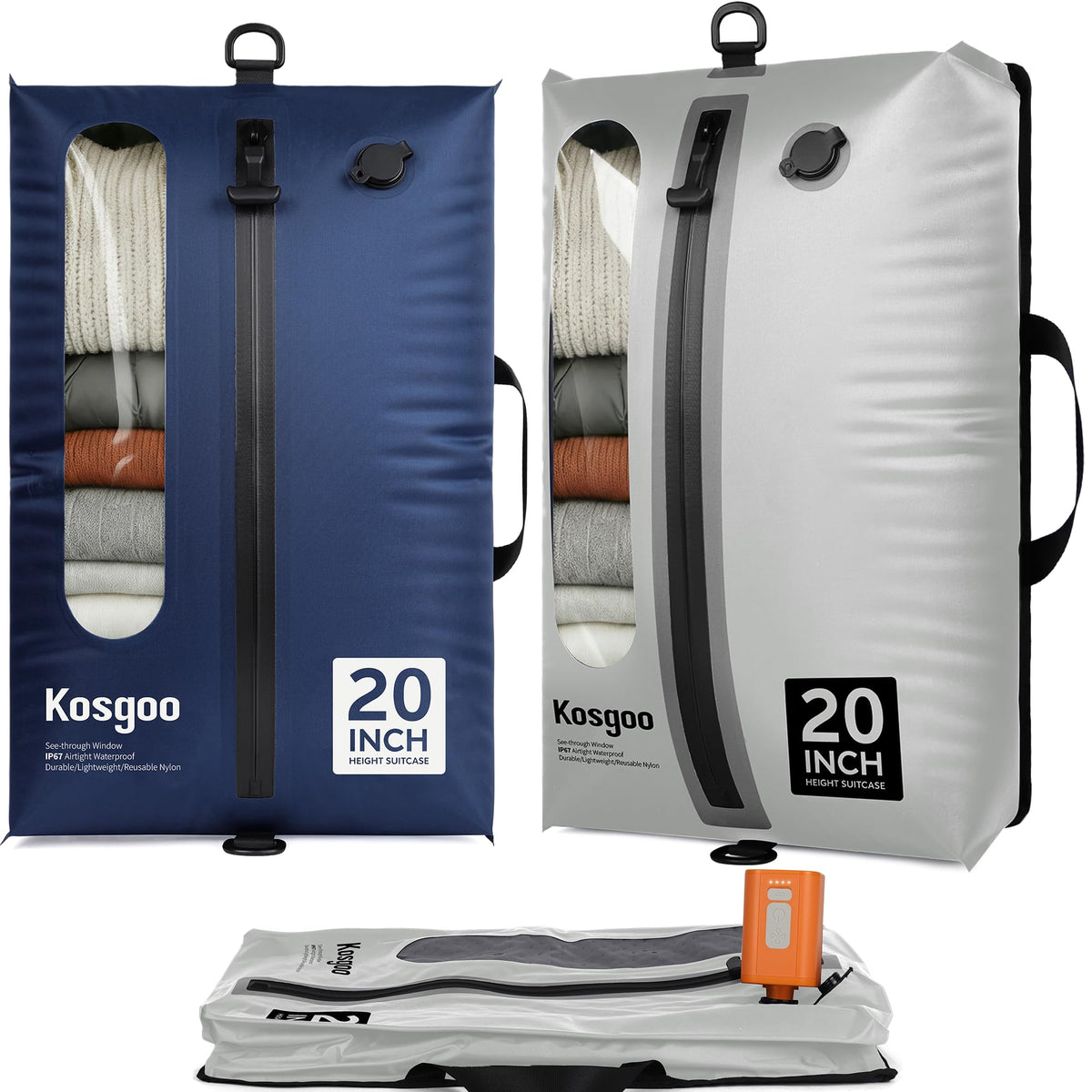 ```text Reusable Waterproof Vacuum Travel Bags with Pump ```