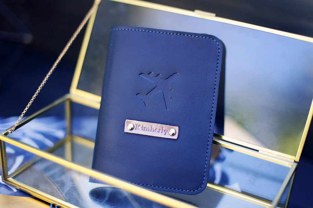 Personalized Leather Passport Holder and Luggage Tag Set