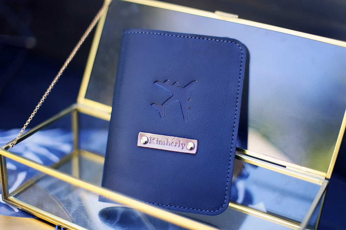 Personalized Leather Passport Holder and Luggage Tag Set