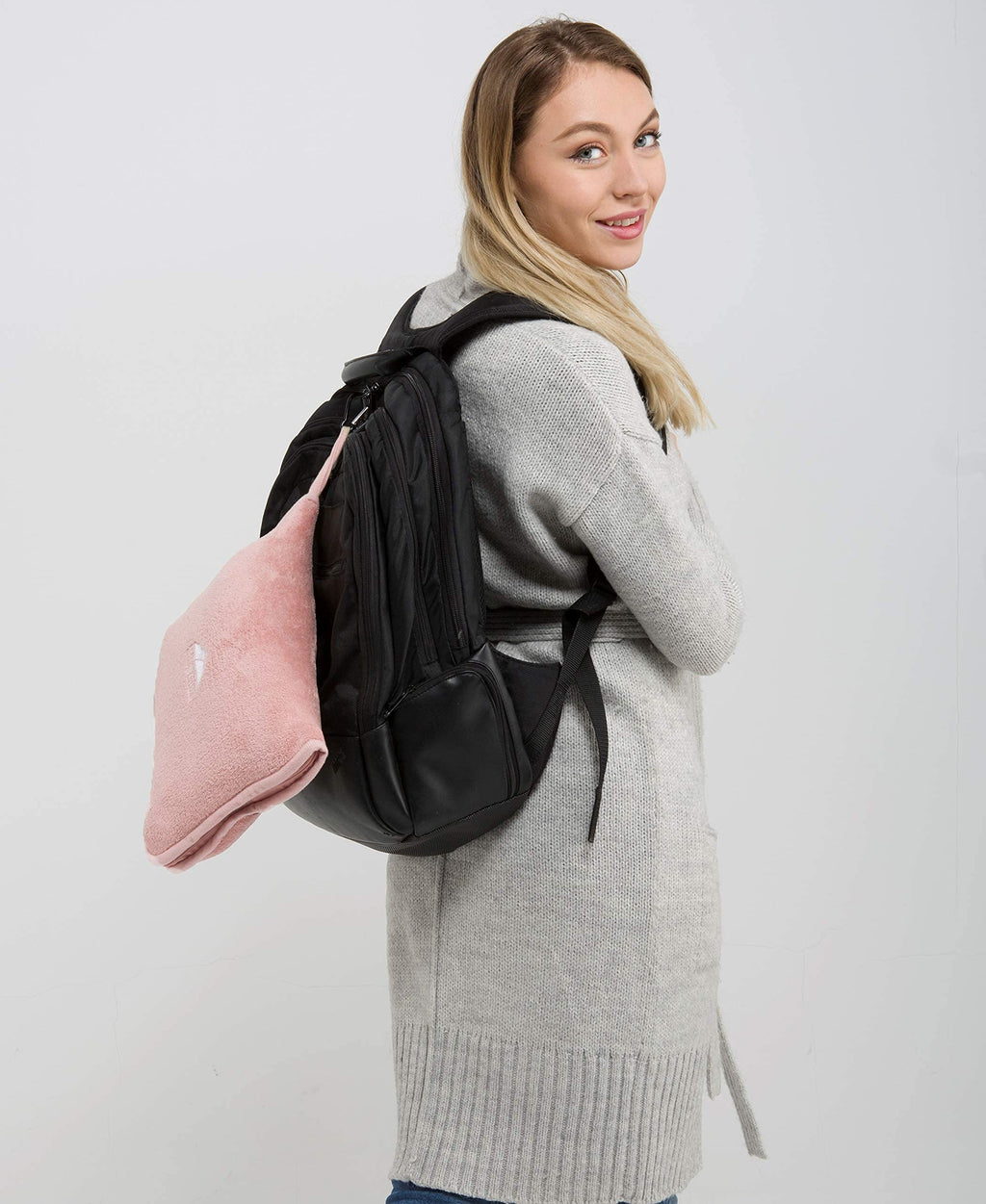 2 Pack Travel Blanket Pillows with Carry Bags & Backpack Clips
