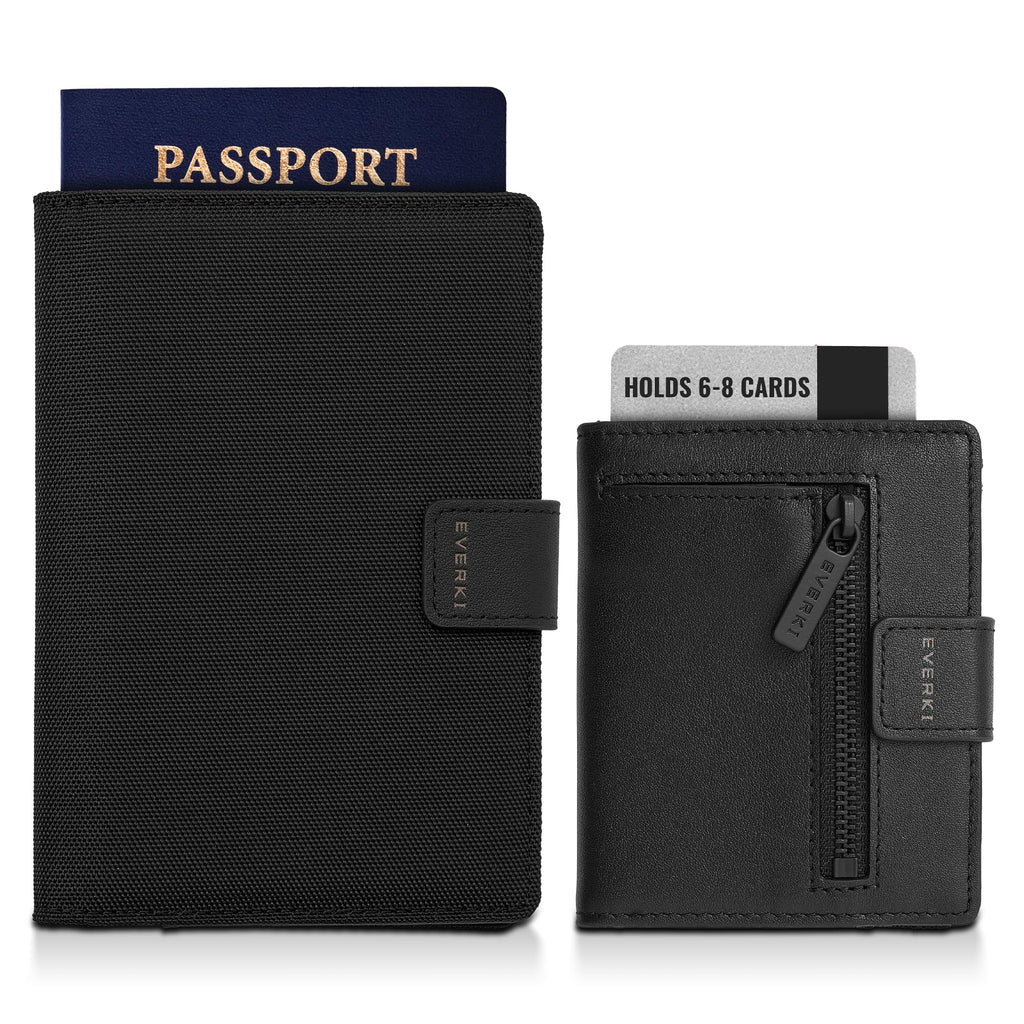 RFID Passport Wallet with 6–8 Card Slots – Black
