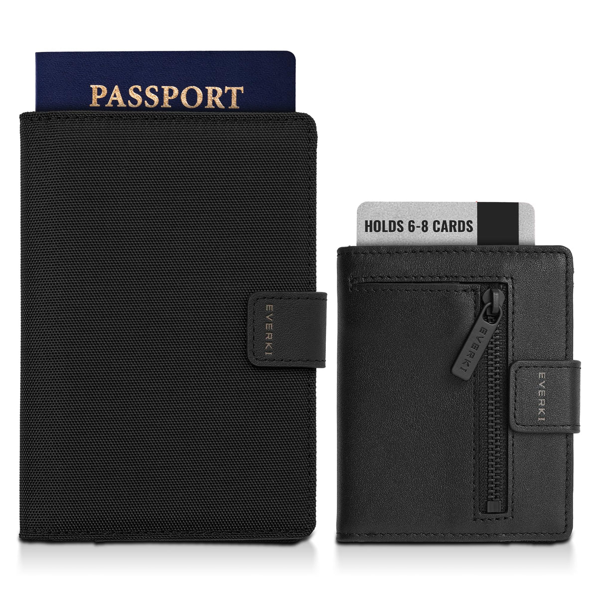 RFID Passport Wallet with 6–8 Card Slots – Black