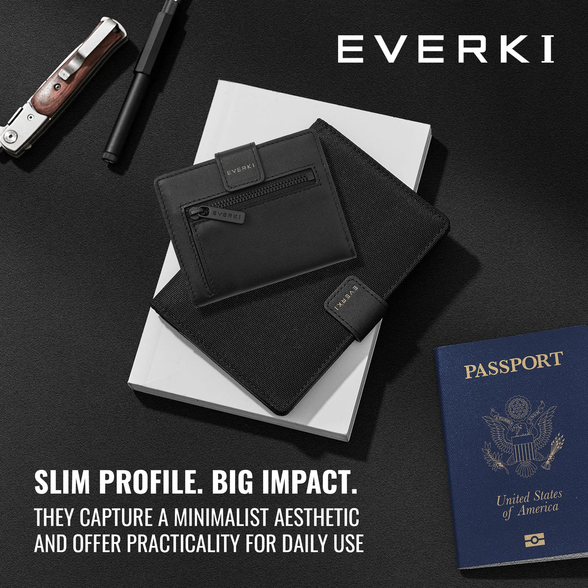 RFID Passport Wallet with 6–8 Card Slots – Black