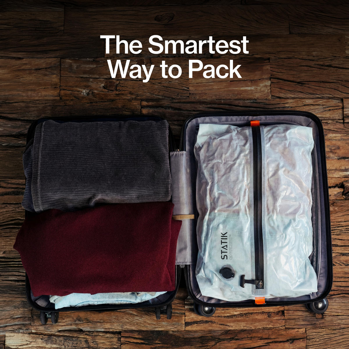 3-Piece Vacuum Compression Travel Bag Set with Rechargeable Pump